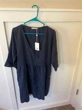 LA Relaxed Women's XL Vivian Navy Shift Dress NWT
